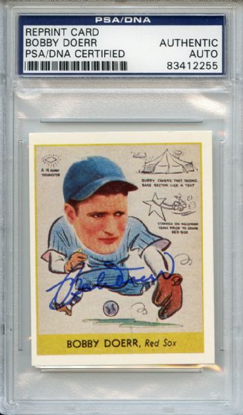 Bobby Doerr Signed 1938 Goudey Reprint Card PSA/DNA
