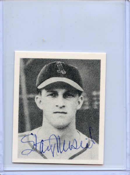 Stan Musial Signed 1948 Bowman Reprint Card JSA