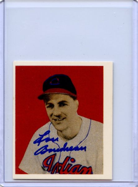 Lou Boudreau Signed 1949 Bowman Reprint Card JSA