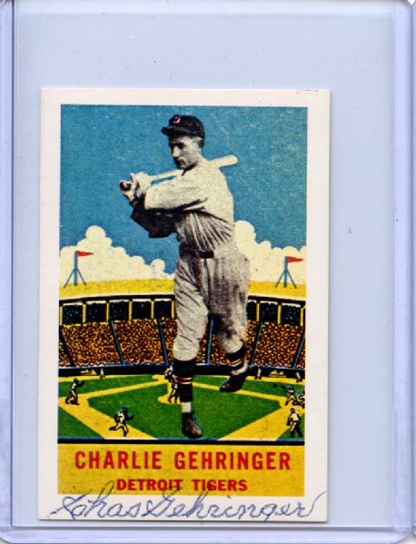 Charlie Gehringer Signed 1934 DeLong Reprint Card JSA w/COA