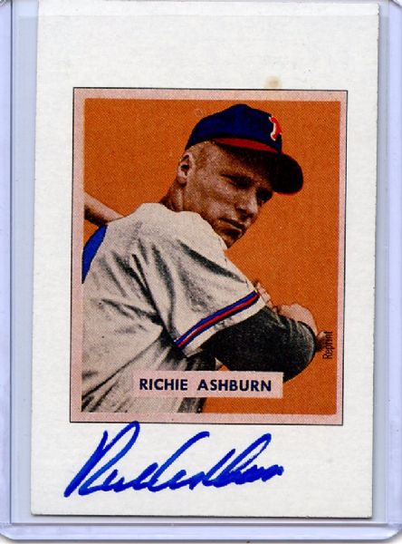 Richie Ashburn Signed 1989 Bowman 1949 Reprint Card PSA/DNA w/COA