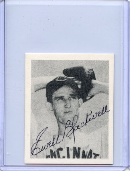Ewell Blackwell Signed 1948 Bowman Reprint Card JSA
