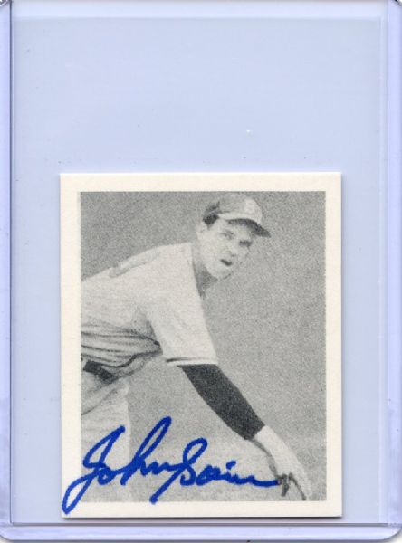 Johnny Sain Signed 1948 Bowman Reprint Card JSA
