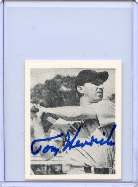 Tommy Henrich Signed 1948 Bowman Reprint Card JSA