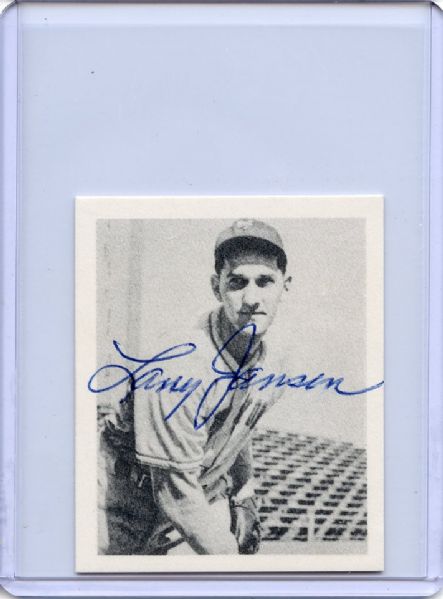 Larry Jansen Signed 1948 Bowman Reprint Card JSA