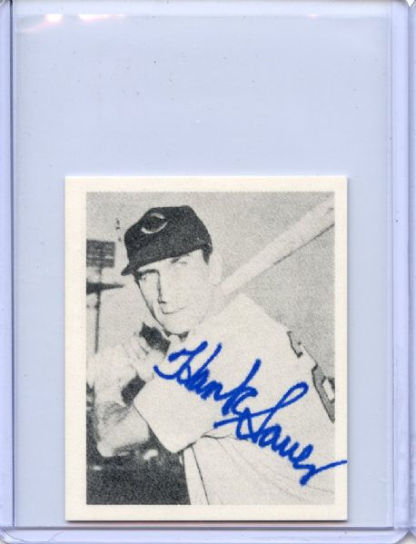 Hank Sauer Signed 1948 Bowman Reprint Card JSA
