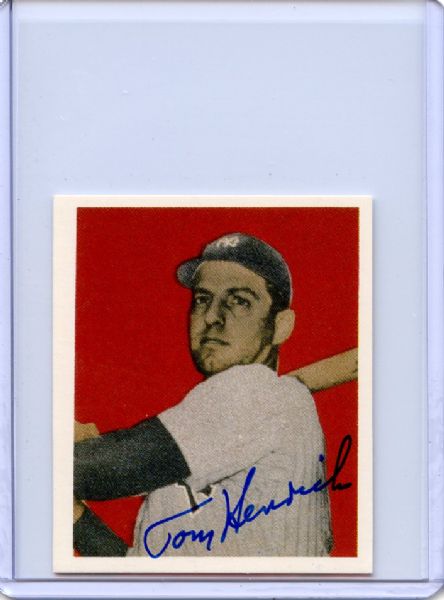 Tommy Henrich Signed 1949 Bowman Reprint Card JSA