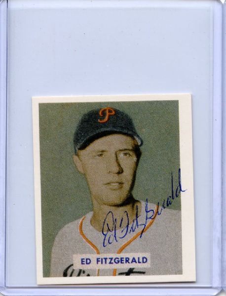 Ed Fitzgerald Signed 1949 Bowman Reprint Card JSA