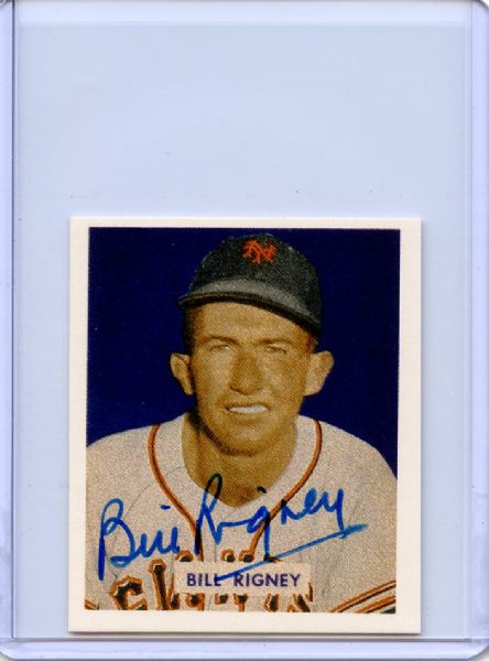 Bill Rigney Signed 1949 Bowman Reprint Card JSA