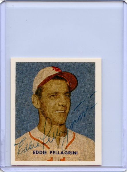 Eddie Pellagrini Signed 1949 Bowman Reprint Card JSA