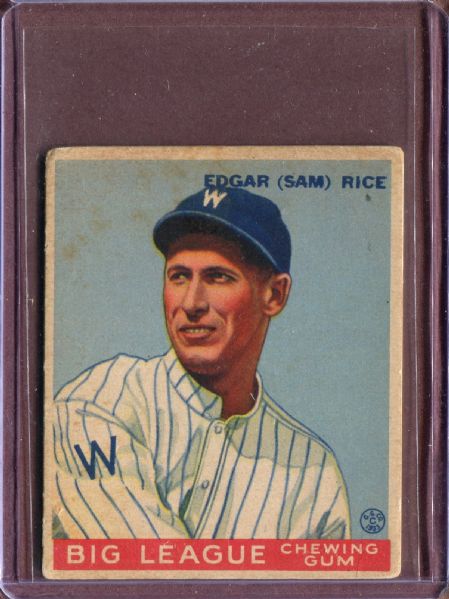 1933 Goudey 134 Sam Rice RC VG #D131132