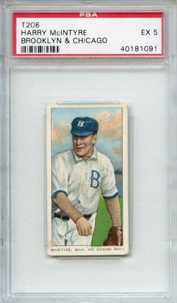 T206 Sweet Caporal Harry McIntyre Brooklyn & Chicago PSA EX 5
