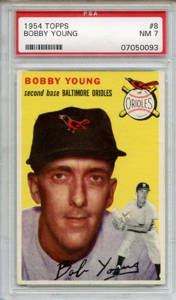 1954 Topps 8 Bobby Young PSA NM 7