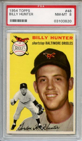 1954 Topps 48 Billy Hunter PSA NM-MT 8