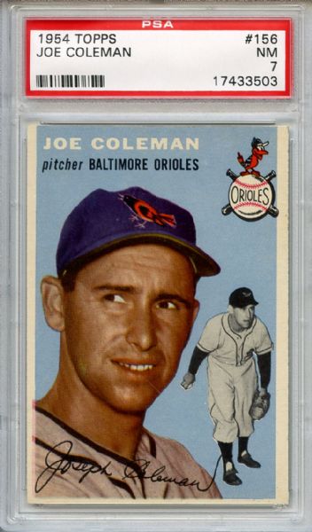 1954 Topps 156 Joe Coleman PSA NM 7