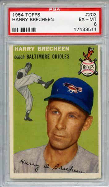 1954 Topps 203 Harry Brecheen PSA EX-MT 6