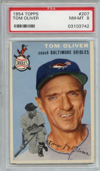 1954 Topps 207 Tom Oliver PSA NM-MT 8