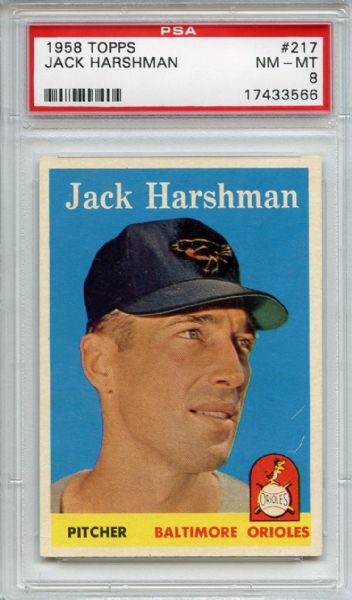 1958 Topps 217 Jack Harshman PSA NM-MT 8