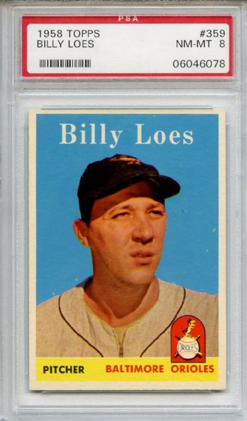 1958 Topps 359 Billy Loes PSA NM-MT 8
