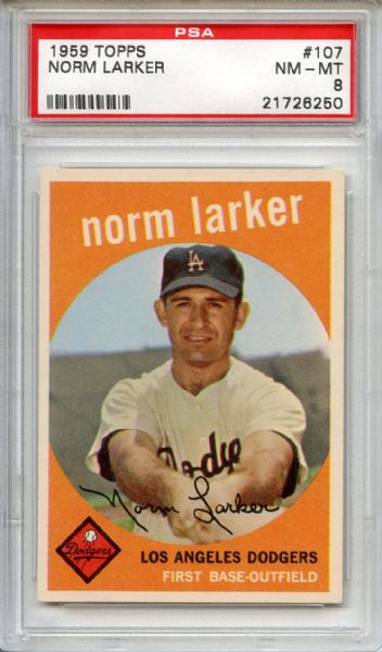1959 Topps 107 Norm Larker PSA NM-MT 8