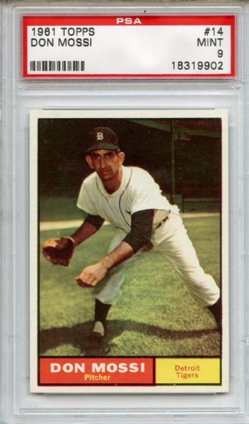 1961 Topps 14 Don Mossi PSA MINT 9