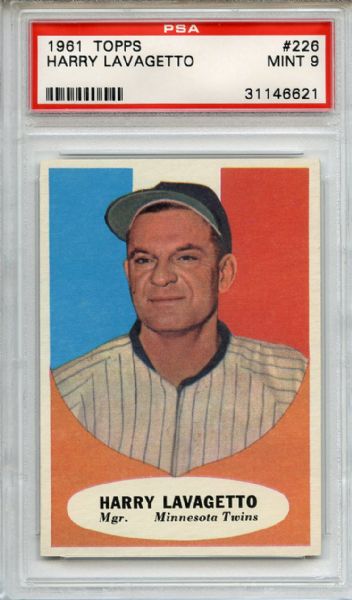 1961 Topps 226 Harry Lavagetto PSA MINT 9