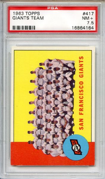 1963 Topps 417 San Francisco Giants Team PSA NM+ 7.5