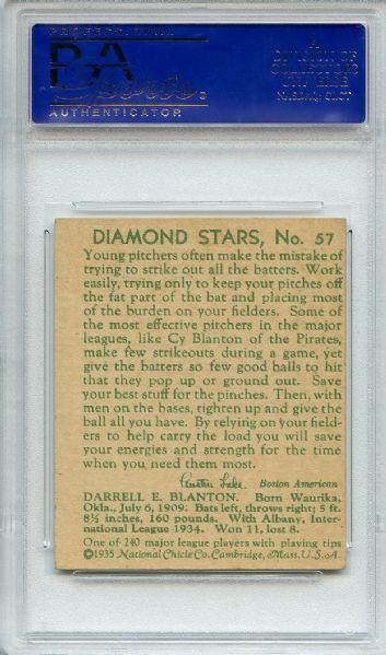 1935 Diamond Stars 57 Cy Blanton PSA EX 5