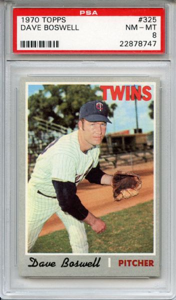 1970 Topps 325 Dave Boswell PSA NM-MT 8