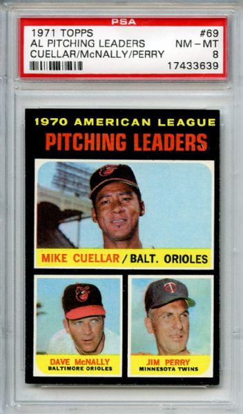 1971 Topps 69 AL Pitching Leaders PSA NM-MT 8
