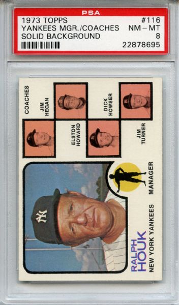 1973 Topps 116 Ralph Houk Solid Background PSA NM-MT 8