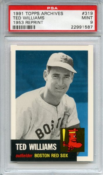 1991 Topps Archives 1953 Reprint 319 Ted Williams PSA MINT 9
