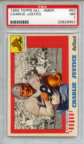 1955 Topps All American 63 Charlie Justice PSA NM 7