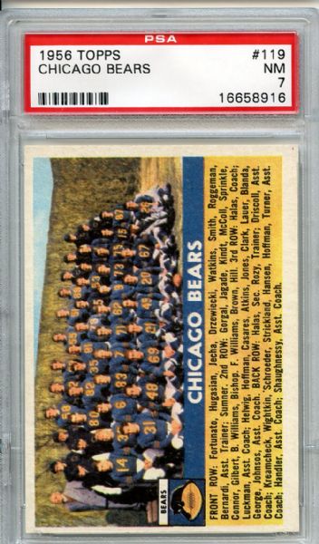 1956 Topps 119 Chicago Bears Team PSA NM 7