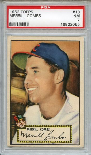 1952 Topps 18 Merrill Combs Red Back PSA NM 7
