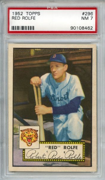 1952 Topps 296 Red Rolfe PSA NM 7