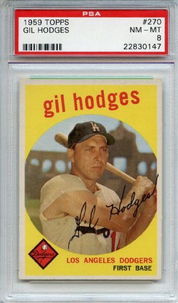 1959 Topps 270 Gil Hodges PSA NM-MT 8