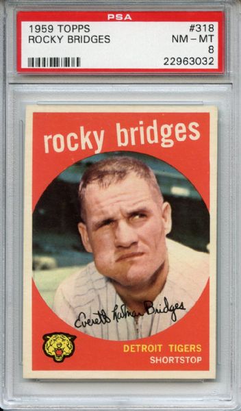 1959 Topps 318 Rocky Bridges PSA NM-MT 8