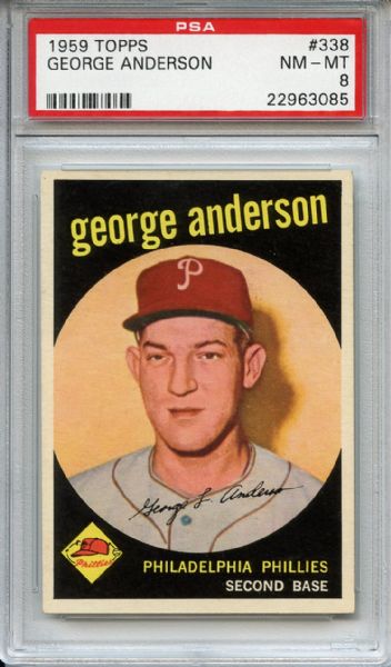 1959 Topps 338 Sparky Anderson RC PSA NM-MT 8