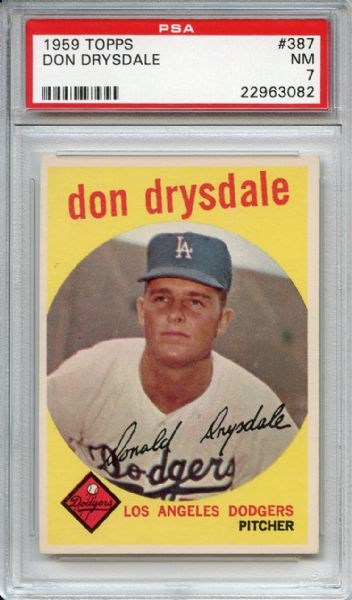 1959 Topps 387 Don Drysdale PSA NM 7