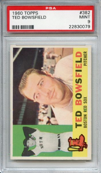 1960 Topps 382 Ted Bowsfield PSA MINT 9