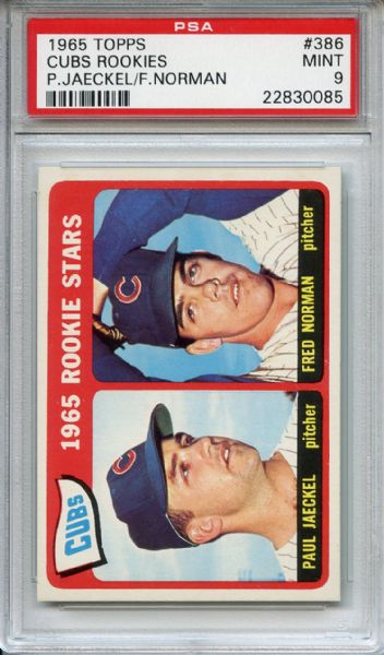 1965 Topps 386 Chicago Cubs Rookies PSA MINT 9