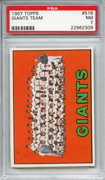 1967 Topps 516 San Francisco Giants Team PSA NM 7