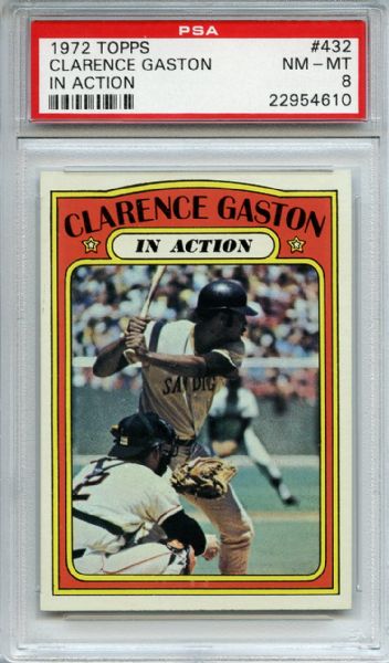 1972 Topps 432 Clarence Gaston In Action PSA NM-MT 8