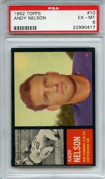 1962 Topps 10 Andy Nelson PSA EX-MT 6