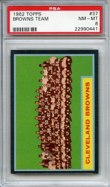 1962 Topps 37 Cleveland Browns Team PSA NM-MT 8