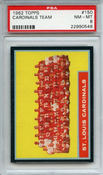 1962 Topps 150 St. Louis Cardinals Team PSA NM-MT 8