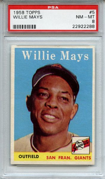 1958 Topps 5 Willie Mays PSA NM-MT 8