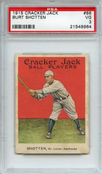 1915 Cracker Jack 86 Burt Shotten PSA VG 3