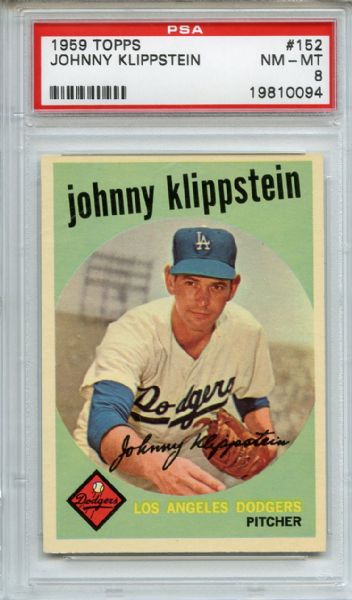 1959 Topps 152 Johnny Klippstein PSA NM-MT 8